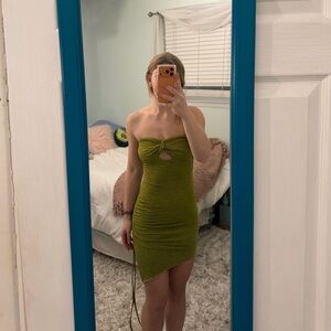 SHEIN Strapless Olive Dress